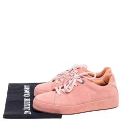 Pre Owned Loro Piana Salmon Pink Suede Nuages Low-Top Sneakers Size 36