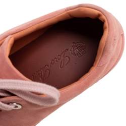 Pre Owned Loro Piana Salmon Pink Suede Nuages Low-Top Sneakers Size 36