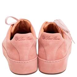 Pre Owned Loro Piana Salmon Pink Suede Nuages Low-Top Sneakers Size 36