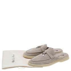 Pre Owned Loro Piana Beige Suede Babouche Charms Walk Mules Size 37