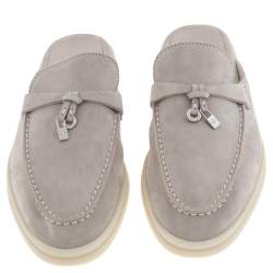 Pre Owned Loro Piana Beige Suede Babouche Charms Walk Mules Size 37