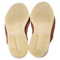 Pre Owned Loro Piana Brown Suede Babouche Charms Flat Mules Size 40.5