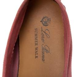 Pre Owned Loro Piana Pink Suede Summer Charms Walk Slip On Loafers Size 38