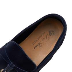 Pre Owned Loro Piana Navy Blue Suede Summer Charms Walk Slip On Loafers Size 38
