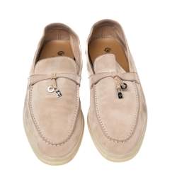 Pre Owned Loro Piana Beige Suede Summer Charms Walk  Loafers Size 41