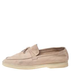 Pre Owned Loro Piana Beige Suede Summer Charms Walk  Loafers Size 41