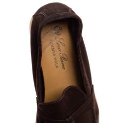 Pre Owned Loro Piana Dark Brown Suede Summer Charms Walk Slip On Loafers Size 37