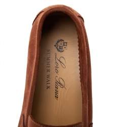 Pre Owned Loro Piana Brown Suede Summer Charms Walk Slip On Loafers Size 40