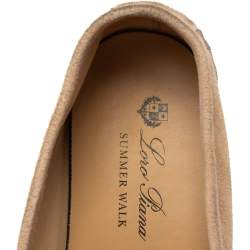 Pre Owned Loro Piana  Beige Suede Summer Charms Walk Loafers  Size 38.5 