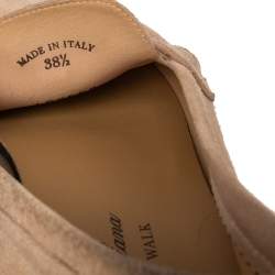 Pre Owned Loro Piana  Beige Suede Summer Charms Walk Loafers  Size 38.5 