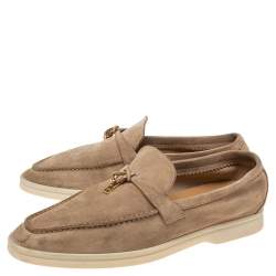 Pre Owned Loro Piana Beige Suede Summer Charms Walk  Loafers  Size 40
