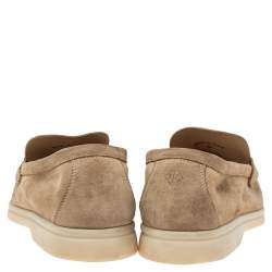 Pre Owned Loro Piana Beige Suede Summer Charms Walk  Loafers  Size 40