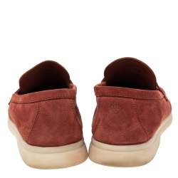 Pre Owned Loro Piana Burgundy Suede Summer Charms Walk Loafers Size 38.5
