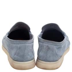 Pre Owned Loro Piana Blue Suede Summer Charms Walk  Loafers  Size 38.5