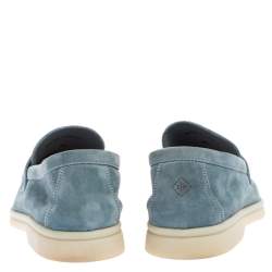 Pre Owned Loro Piana Light Blue Suede Summer Charms Walk Loafers Size 36