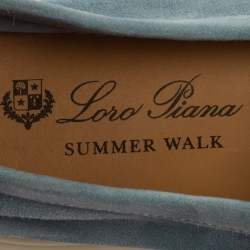 Pre Owned Loro Piana Light Blue Suede Summer Charms Walk Loafers Size 36