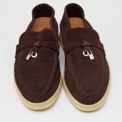 Pre Owned Loro Piana Brown Summer Charms Walk Loafers Size 35