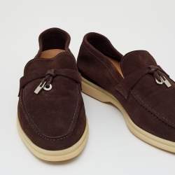 Pre Owned Loro Piana Brown Summer Charms Walk Loafers Size 35