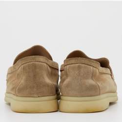 Pre Owned Loro Piana Beige Suede Summer Charms Walk Loafers Size 35