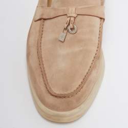 Pre Owned Loro Piana Beige Suede Summer Charms Walk Loafers Size 38