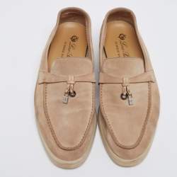 Pre Owned Loro Piana Beige Suede Summer Charms Walk Loafers Size 38