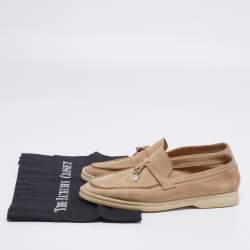 Pre Owned Loro Piana Beige Suede Summer Charms Walk Loafers Size 38
