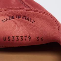 Pre Owned Loro Piana Coral Red Suede Summer Charms Walk Loafers Size 36