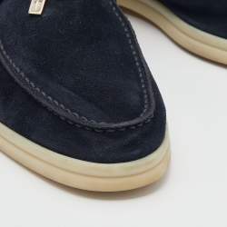 Pre Owned Loro Piana Navy Blue Suede Summer Charms Walk Slip On Loafers Size 38