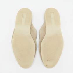 Pre Owned Loro Piana Beige Suede Babouche Charms Walk Flat Mules Size 39.5