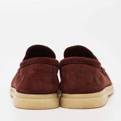 Pre Owned Loro Piana Burgundy Suede Summer Charms Walk Loafers Size 36.5