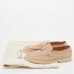 Pre Owned Loro Piana Beige Suede Summer Charms Walk Loafers  Size 36.5 