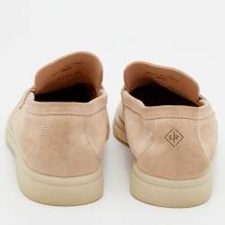 Pre Owned Loro Piana Beige Suede Summer Charms Walk Loafers  Size 36.5 