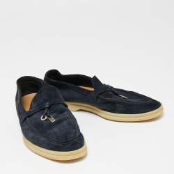 Pre Owned Loro Piana Blue Summer Charms Walk Loafers Size 36.5