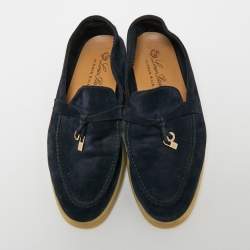 Pre Owned Loro Piana Blue Summer Charms Walk Loafers Size 36.5