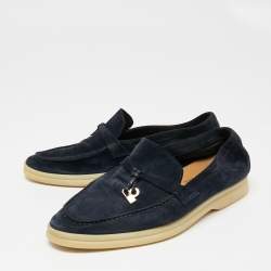 Pre Owned Loro Piana Blue Summer Charms Walk Loafers Size 36.5