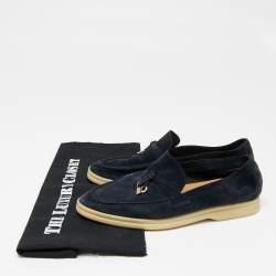 Pre Owned Loro Piana Blue Summer Charms Walk Loafers Size 36.5