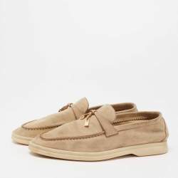 Pre Owned Loro Piana Beige Suede Summer Charms Walk Loafers Size 37.5
