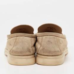 Pre Owned Loro Piana Beige Suede Summer Charms Walk Loafers Size 37.5