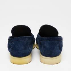 Pre Owned Loro Piana Navy Blue Suede Summer Charms Walk Slip On Loafers Size 40