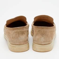 Pre Owned Loro Piana Beige Suede Summer Charms Walk Loafers Size 37.5