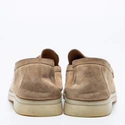 Pre Owned Loro Piana Beige Suede Summer Charms Walk Slip-On Loafers Size 40