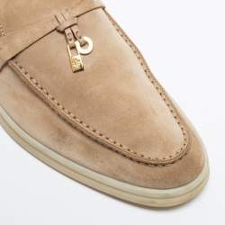 Pre Owned Loro Piana Beige Suede Summer Charms Walk Slip-On Loafers Size 40