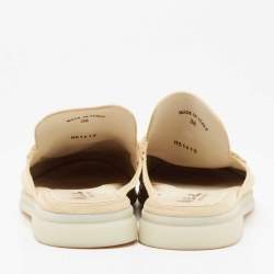 Pre Owned Loro Piana Beige Suede Babouche Charms Flat Mules Size 38