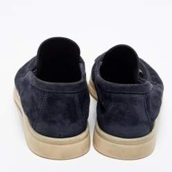 Pre Owned Loro Piana Navy Blue Summer Charms Walk Loafers Size 37