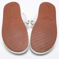 Pre Owned Loro Piana White Leather and Suede Waikiki Flat Sandals Size 40