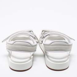 Pre Owned Loro Piana White Leather and Suede Waikiki Flat Sandals Size 40