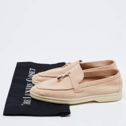 Pre Owned Loro Piana Beige Suede Summer Charms Walk Loafers Size 36