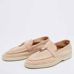 Pre Owned Loro Piana Beige Suede Summer Charms Walk Loafers Size 36