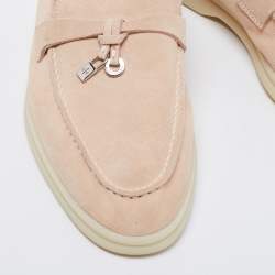Pre Owned Loro Piana Beige Suede Summer Charms Walk Loafers Size 36