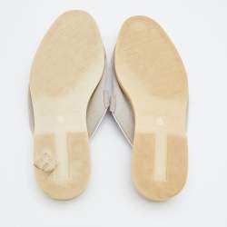 Pre Owned Loro Piana Grey Suede Babouche Charms Walk Mules Size 38.5